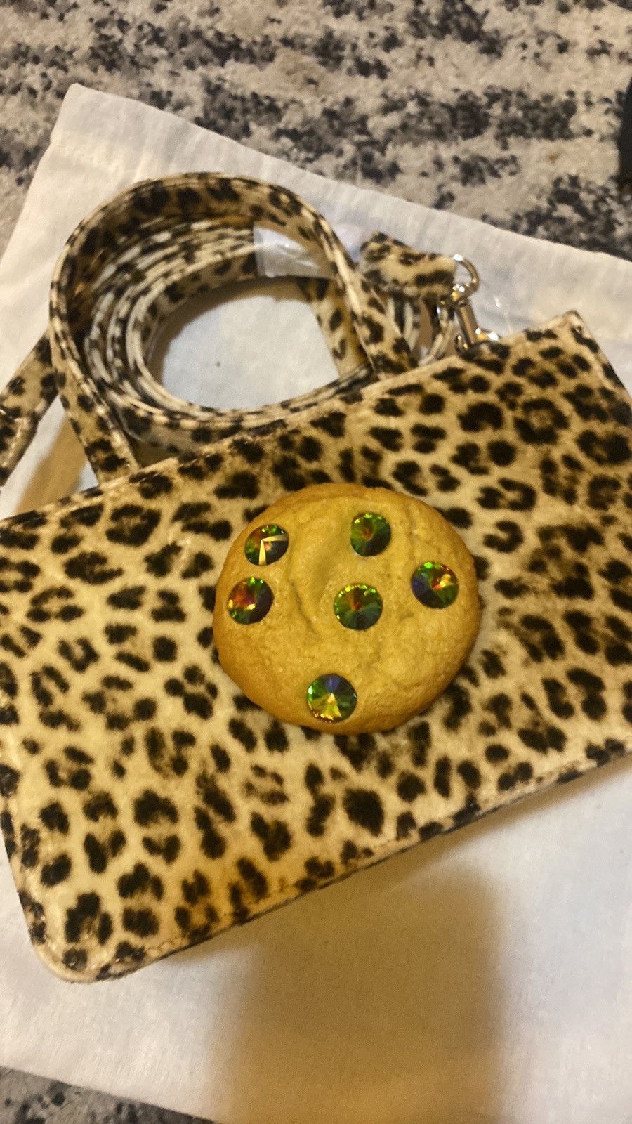 Puppets and Puppets PUPPETS AND PUPPETS Small Jeweled Cookie Bag Leopard Size ONE SIZE - 5 Thumbnail