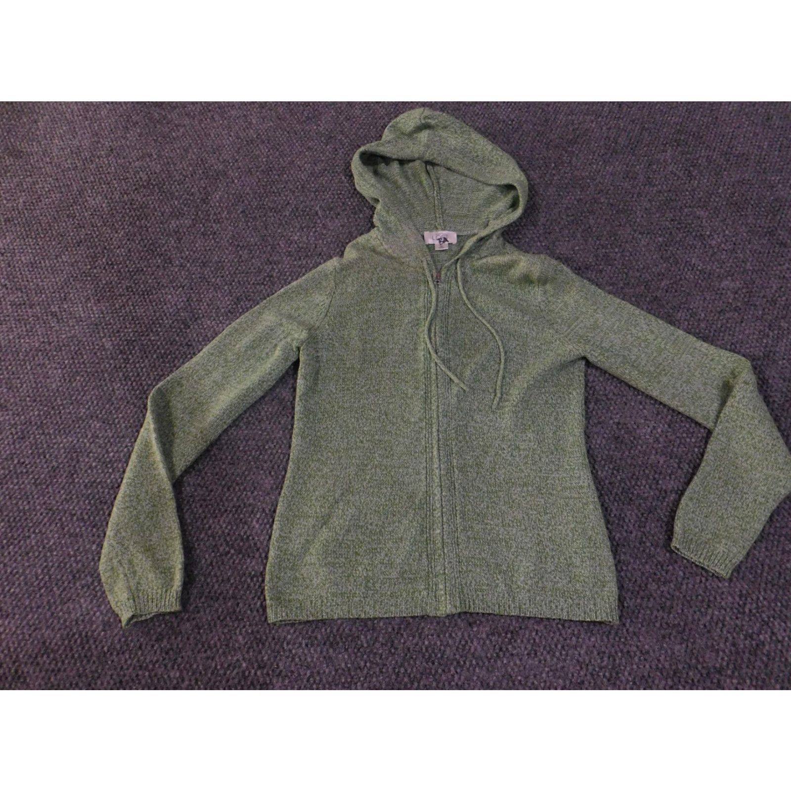 Loft LOFT Ann Taylor Hoodie Sweater Womens XS Green Full Zip Knit Marled Hooded Size XS / US 0-2 / IT 36-38 - 2 Thumbnail