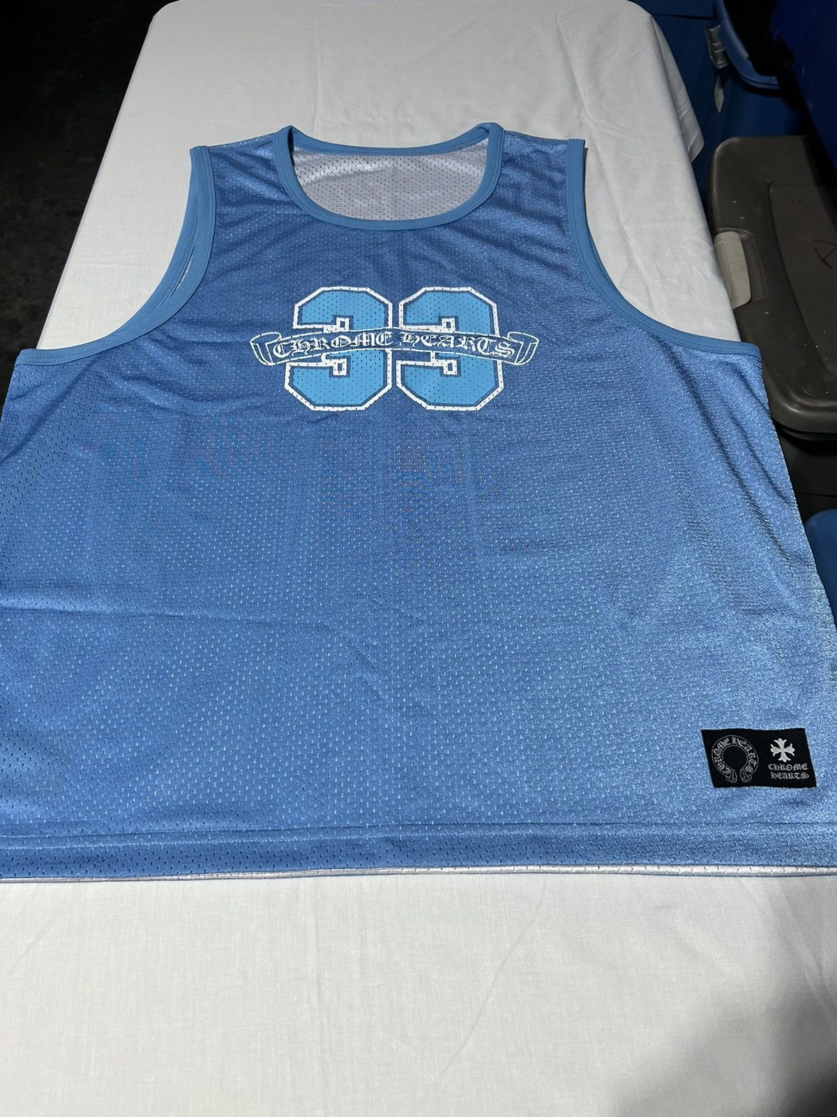 image of Chrome Hearts University Blue Reversible Basketball Jersey, Men's (Size Large)