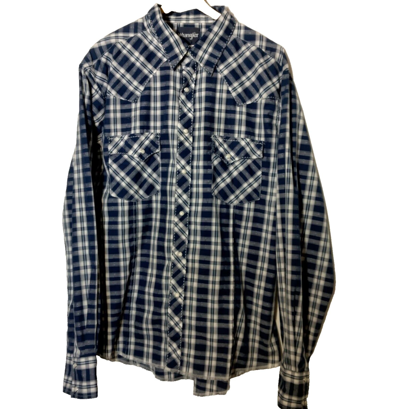Wrangler WRANGLER Western Plaid Pearl Snap Shirt Men Large Blue Cowboy Rodeo Workwear Size US L / EU 52-54 / 3 - 2 Thumbnail