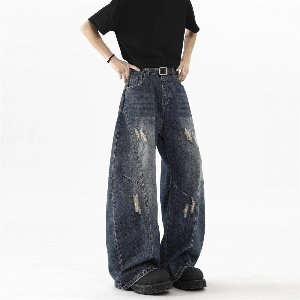 Japanese Brand American men's retro ripped wide-leg scimitar jeans Size US 32 / EU 48 - 1 Thumbnail
