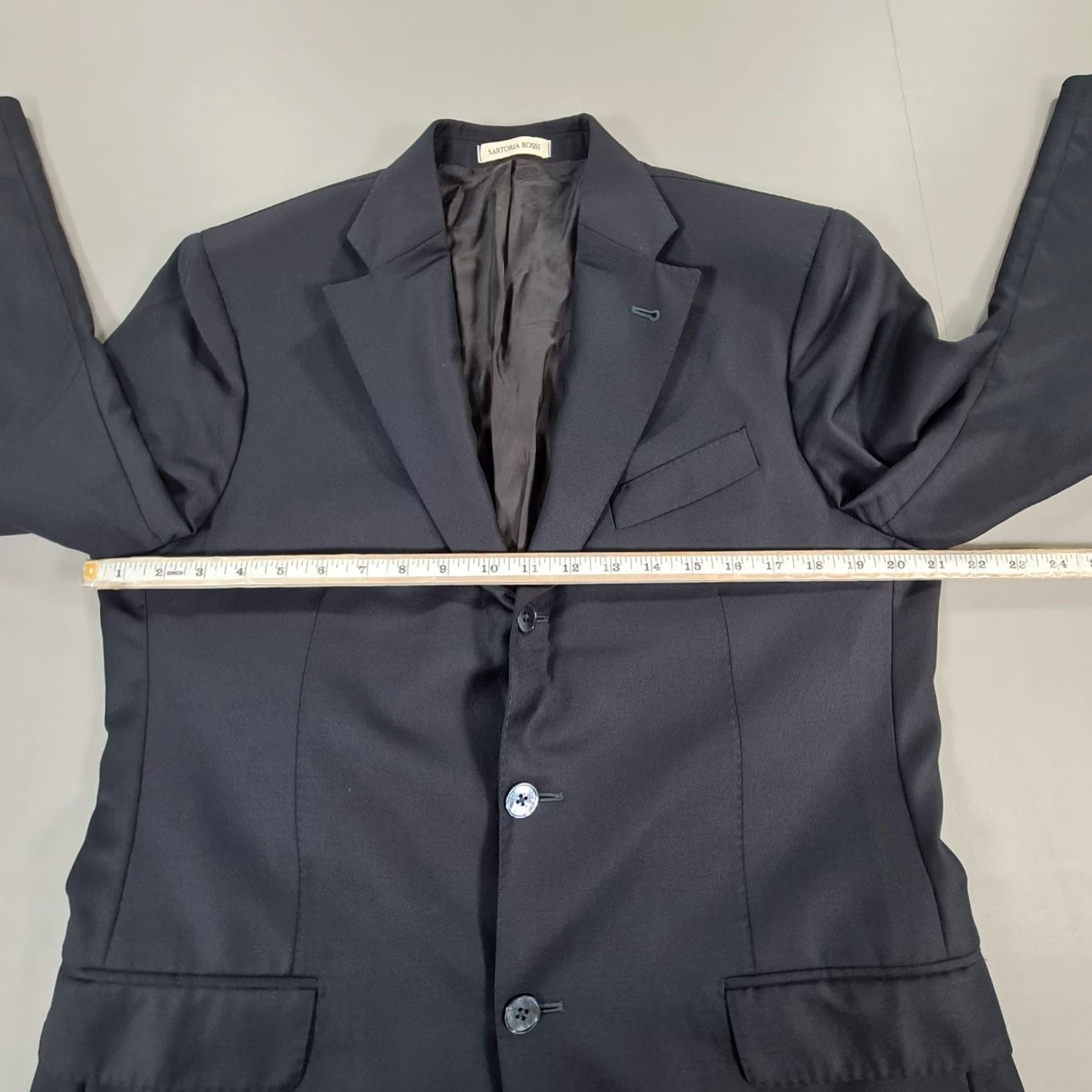 Vintage Sartoria Rossi Mens Suit Jacket Navy Blue 40 R Wool Blazer Vitale Barberis Size 40R - 7 Thumbnail