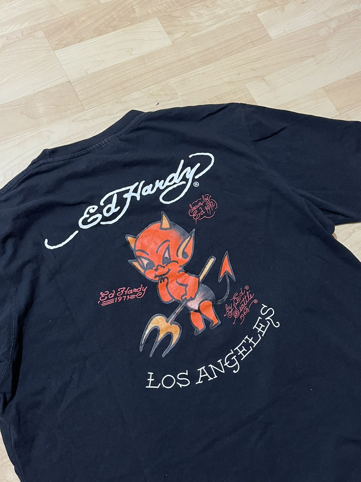Ed Hardy × Japanese Brand × Vintage Ed Hardy Vintage Los Angeles Devil Graphic T-Shirt (3L) Size US XL / EU 56 / 4 - 6 Thumbnail
