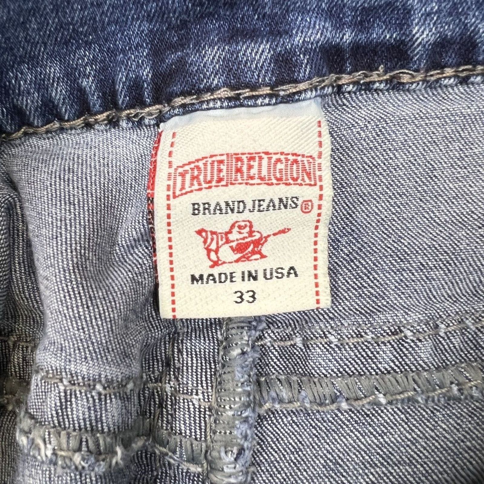 True Religion True Religion Jeans Mens 33x29 Blue Bootcut Distressed Denim Size US 33 - 7 Thumbnail