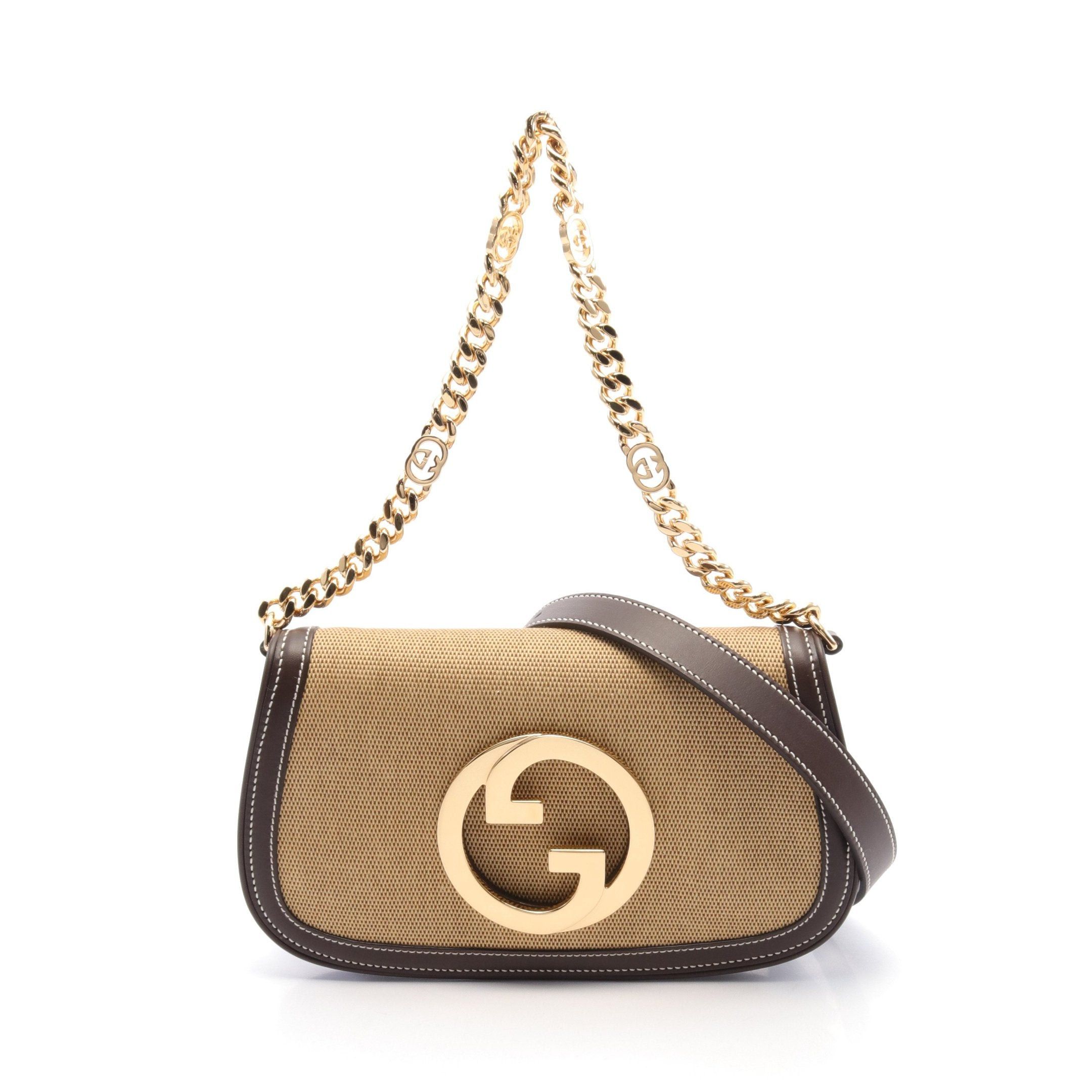 Gucci Gucci Blondie Chain Shoulder Bag Canvas Leather Light Brown Size ONE SIZE - 1 Thumbnail