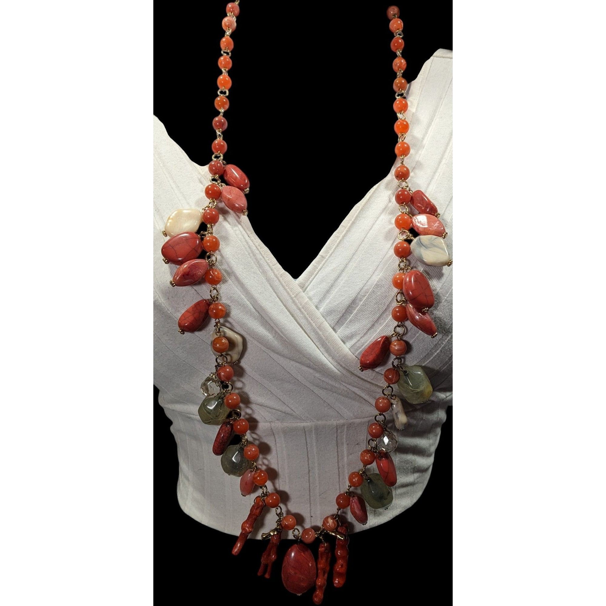 Other Vintage Mermaidcore Beaded Acrylic And Coral Fringe Necklace Size ONE SIZE - 5 Thumbnail