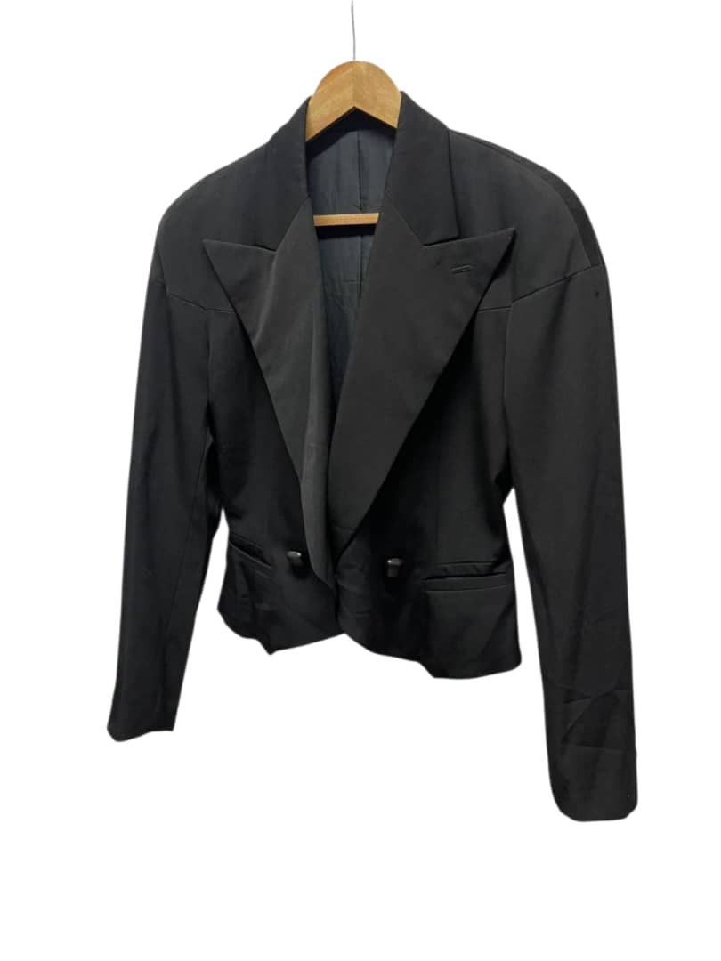 Issey Miyake Vintage 80s Issey Miyake Black Wool Cropped Jacket Blazer Size M / US 6-8 / IT 42-44 - 2 Thumbnail
