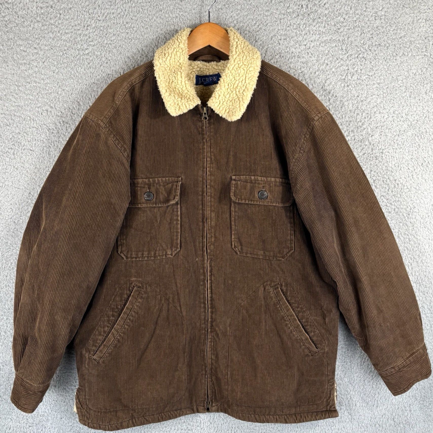 J.Crew Vtg J Crew Chore Jacket Mens Medium Brown Corduroy Sherpa Lined Barn Full Zip Size US M / EU 48-50 / 2 - 2 Thumbnail