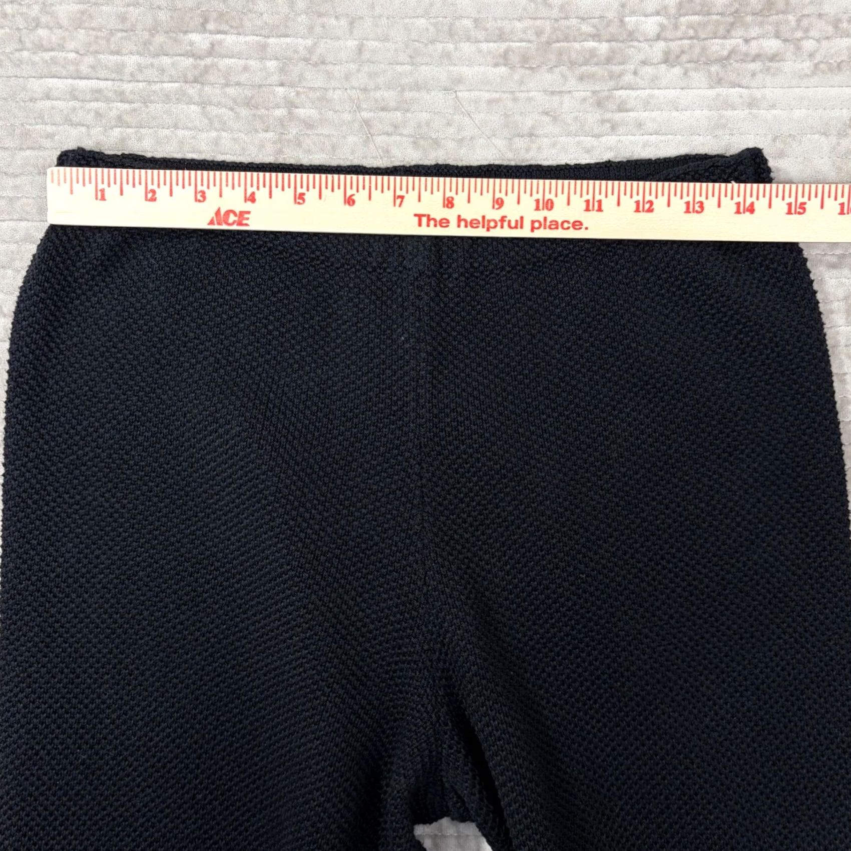 Vintage Chris Triola Black Cotton Knit Pants High Rise Straight Leg USA Made Women 29 Inseam 27.5 Dress Pants Knit Solid Black Front Flat Front Pull On Size 29" - 4 Thumbnail