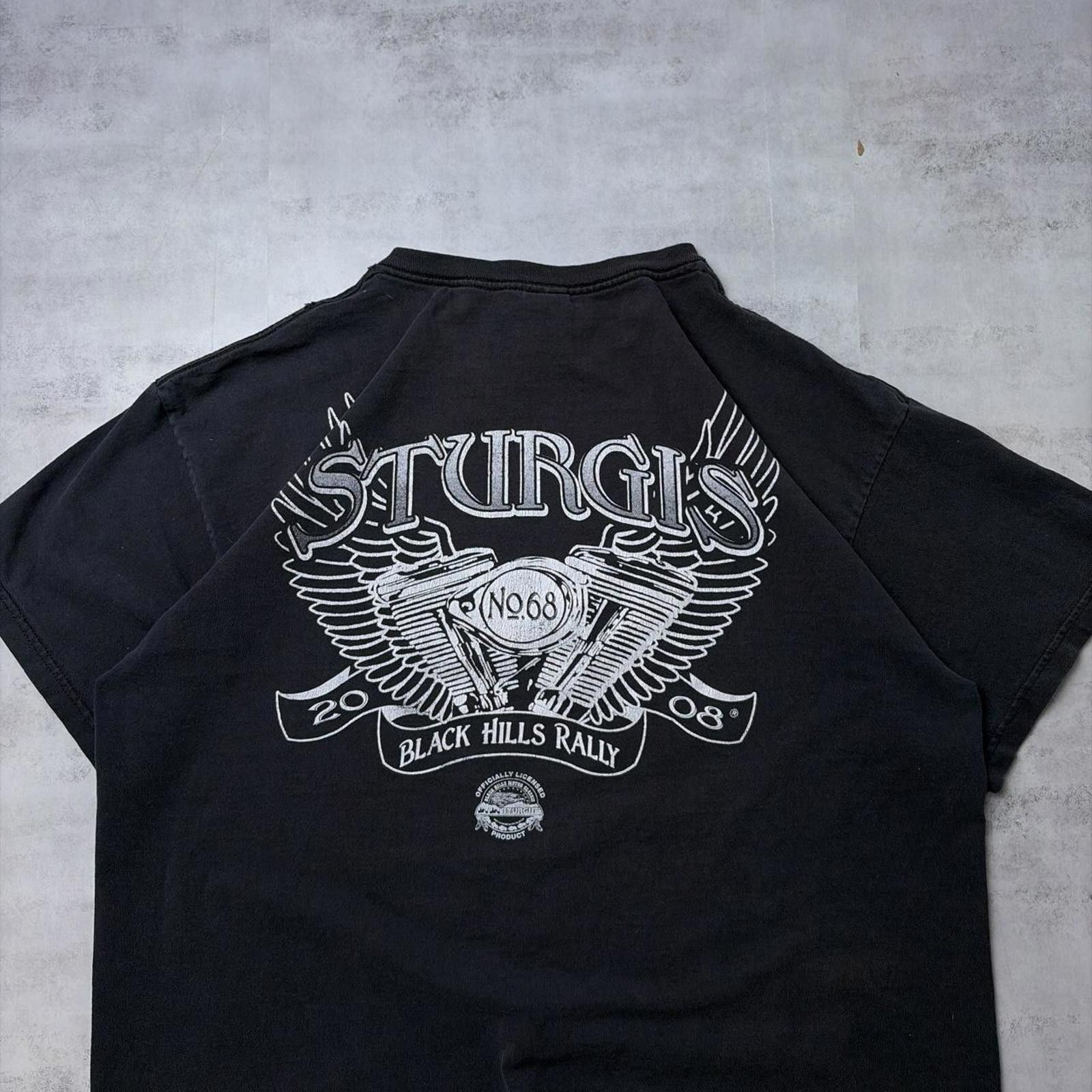 Harley Davidson Vintage 2008 Black Sturgis Black Hills Rally Biker T-Shirt Size US XL / EU 56 / 4 - 4 Thumbnail