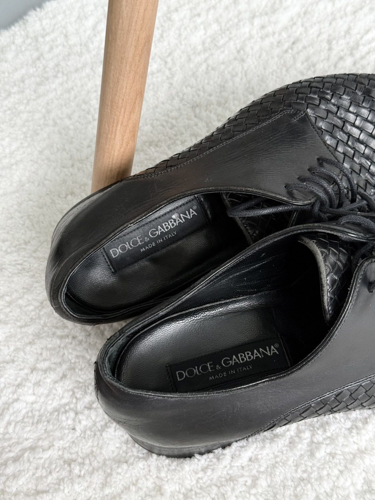 Dolce & Gabbana Dolce & Gabbana Intrecciato Woven Leather Derby Shoes Black Size US 10 / EU 43 - 10 Thumbnail