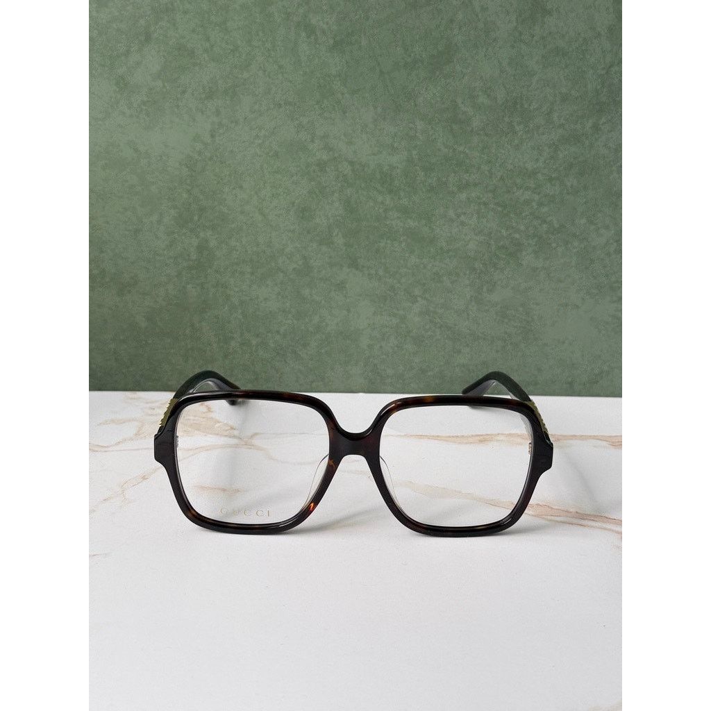 Gucci NEW Gucci GG1193OA Havana Brown Gold Logo Eyeglasses Frames Size ONE SIZE - 6 Thumbnail