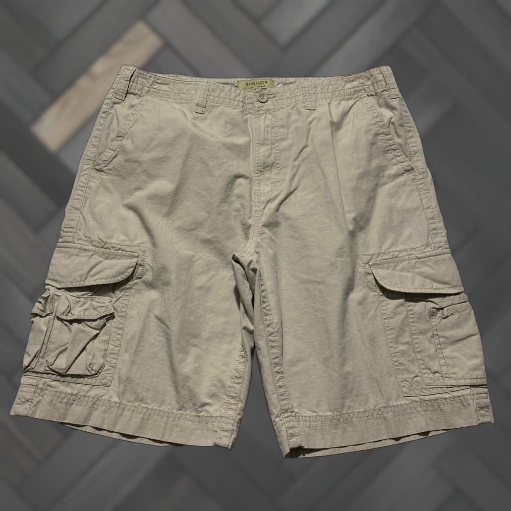 Alife Sonoma Life + Style Mens 38 Khaki Tan Ripstop Cotton Cargo Shorts Size US 38 / EU 54 - 1 Thumbnail
