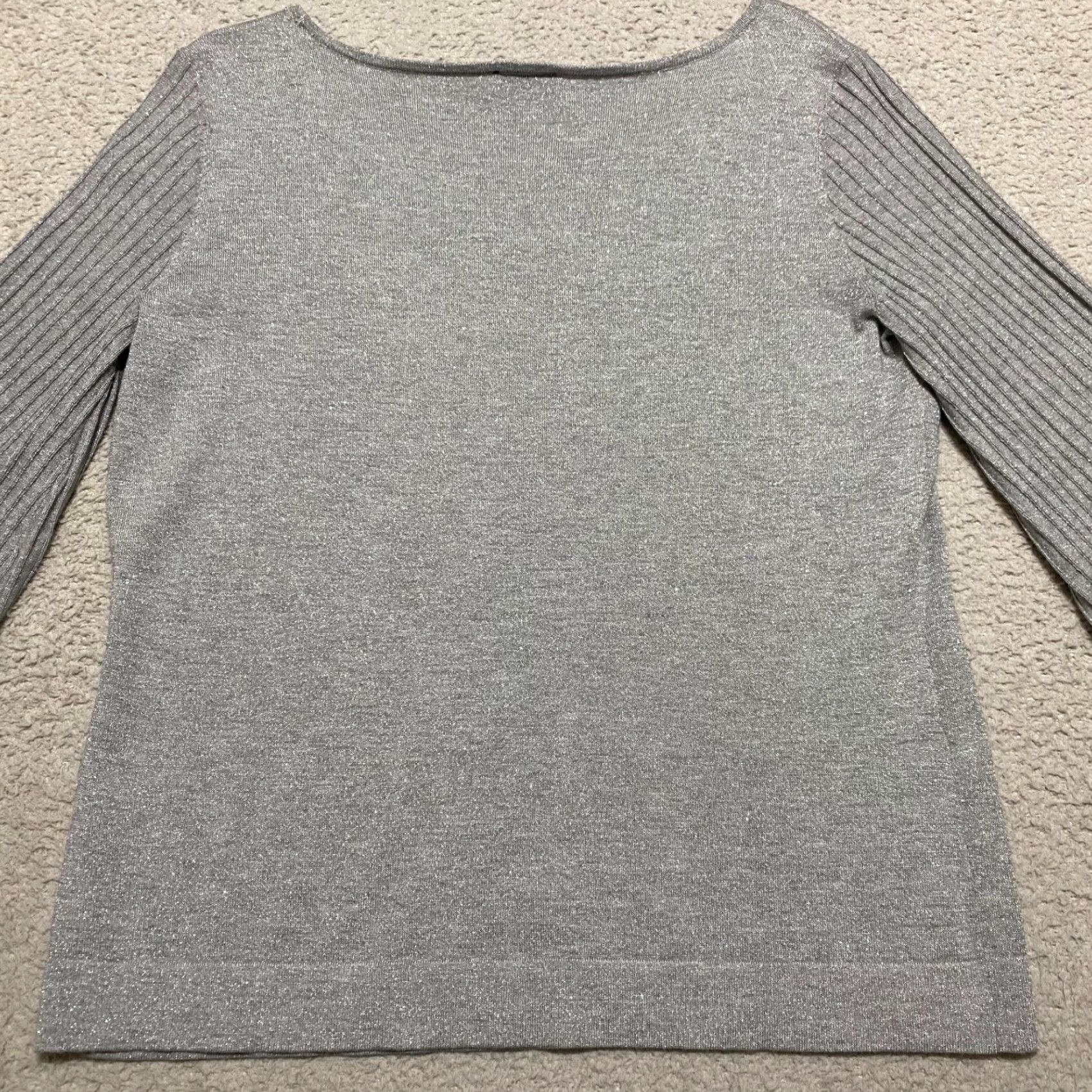 Talbots Talbots Womens PM Shirt Gray Round Neck Bell Sleeve Petite Metallic Sparkle Shirt Womens Bell Sleeve PM Gray Petite Metallic Sparkle Size M / US 6-8 / IT 42-44 - 7 Thumbnail