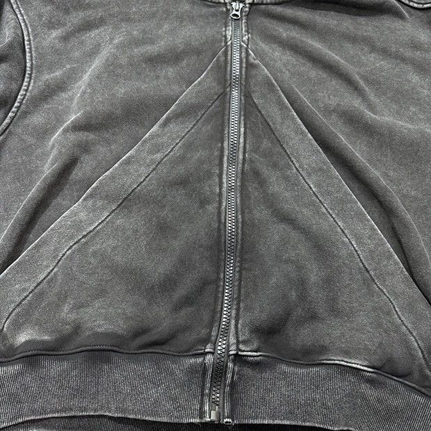 Designer Unique Design Vintage Black Washed Zipper Hoodie Size US XL / EU 56 / 4 - 4 Thumbnail