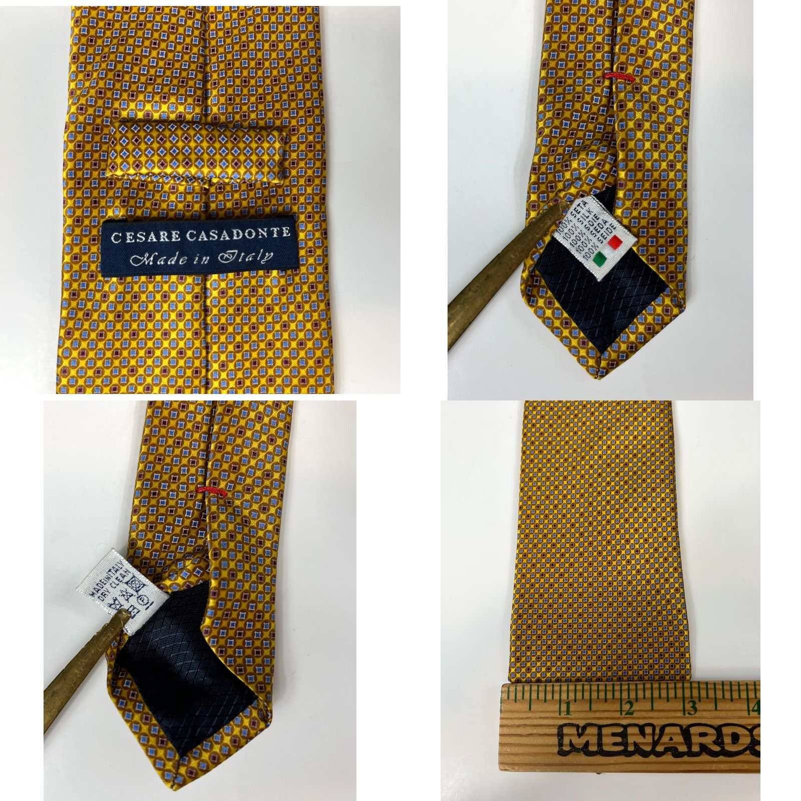 Ermenegildo Zegna Ermenegildo Zegna Tie Geometric 100% Silk Gold Made in Italy Men’s Long 61.25" 3.25" Classic Width Size ONE SIZE - 8 Thumbnail