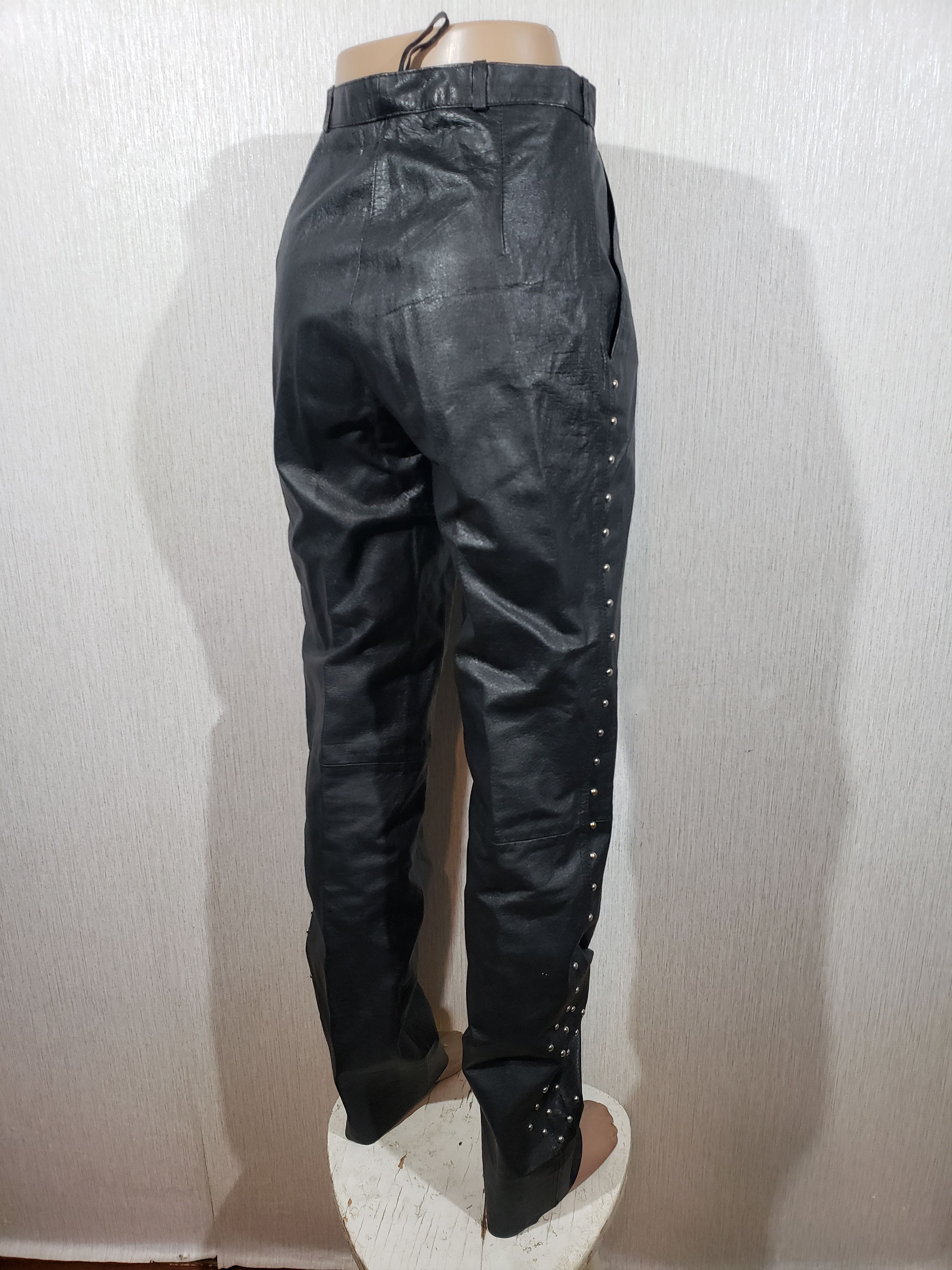 Genuine Leather × Uniqlo Women's black leather pants. Size 26" / US 2 / IT 38 - 5 Thumbnail