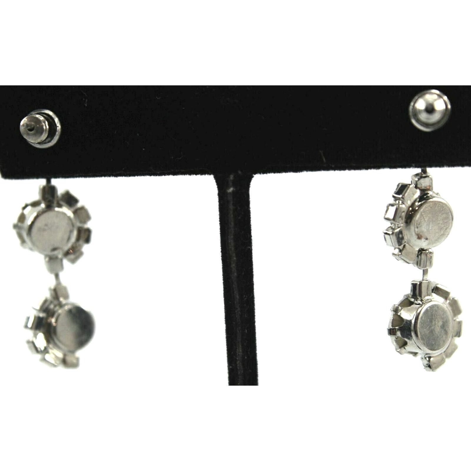 Other Clear Rhinestone Triple Stone Earrings • Round Cut • 1-1/2" Size ONE SIZE - 2 Thumbnail