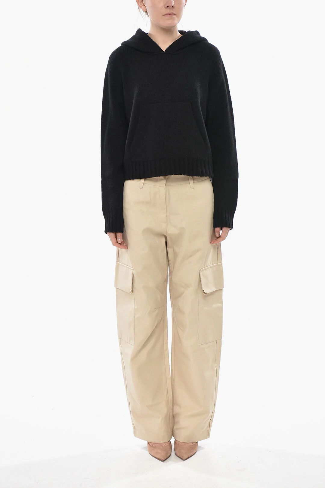 Palm Angels og1mm0326 Wool-Blend Knit Hooded Sweater in Black Size L / US 10 / IT 46 - 4 Thumbnail