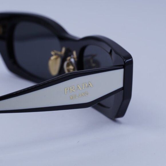 Prada Prada PRB05SF 09Q08Z Sunglasses Black Rectangle Frame Size ONE SIZE - 6 Thumbnail