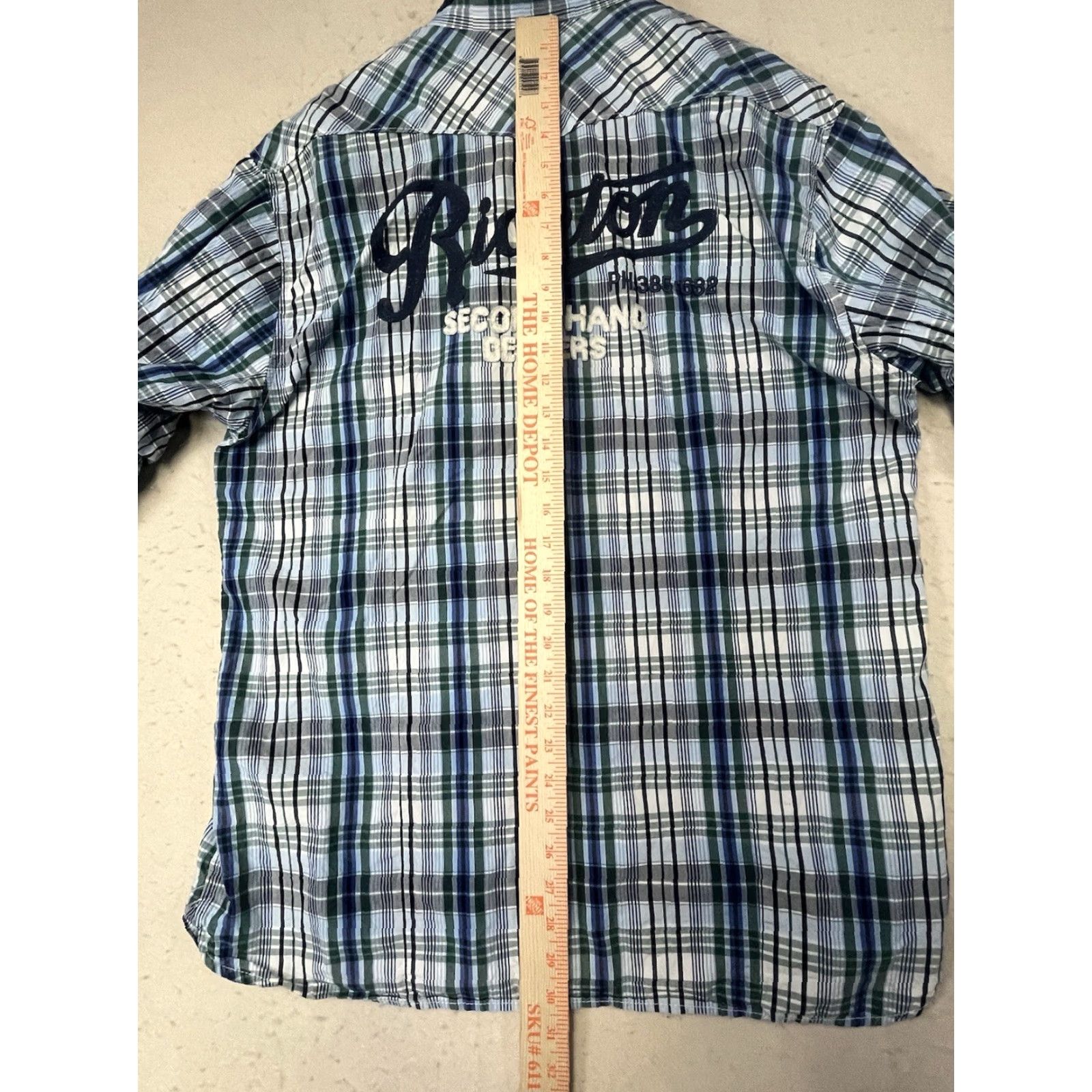 Scotch & Soda Scotch & Soda Shirt 3/4 Sleeve Button-Up Check Blue White 2XL Men Collared Pearl Snap Sleeve Size US XXL / EU 58 / 5 - 4 Thumbnail