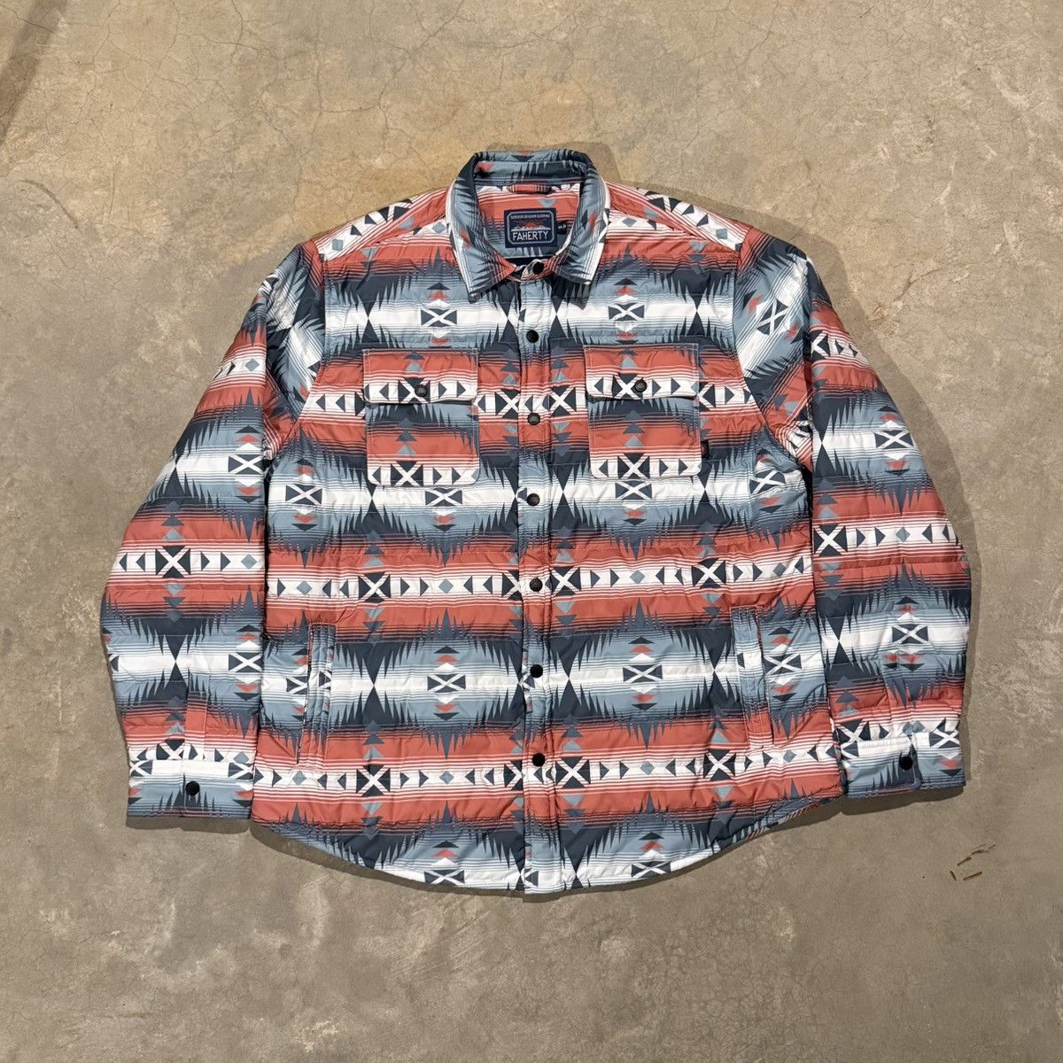 Faherty Faherty Horizon Series CPO Quilted Puffer Aztec Shirt Jacket Size US XXL / EU 58 / 5 - 1 Thumbnail