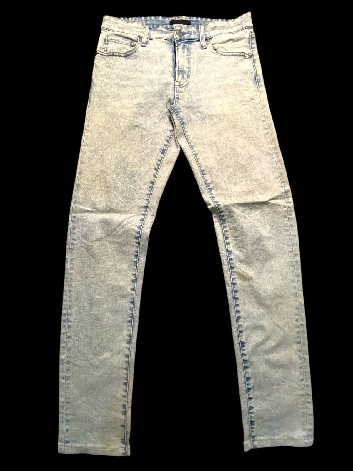 Japanese Brand Skinny Acid Wash Uniqlo Jeans Size 34" / US 12 / IT 48 - 2 Thumbnail