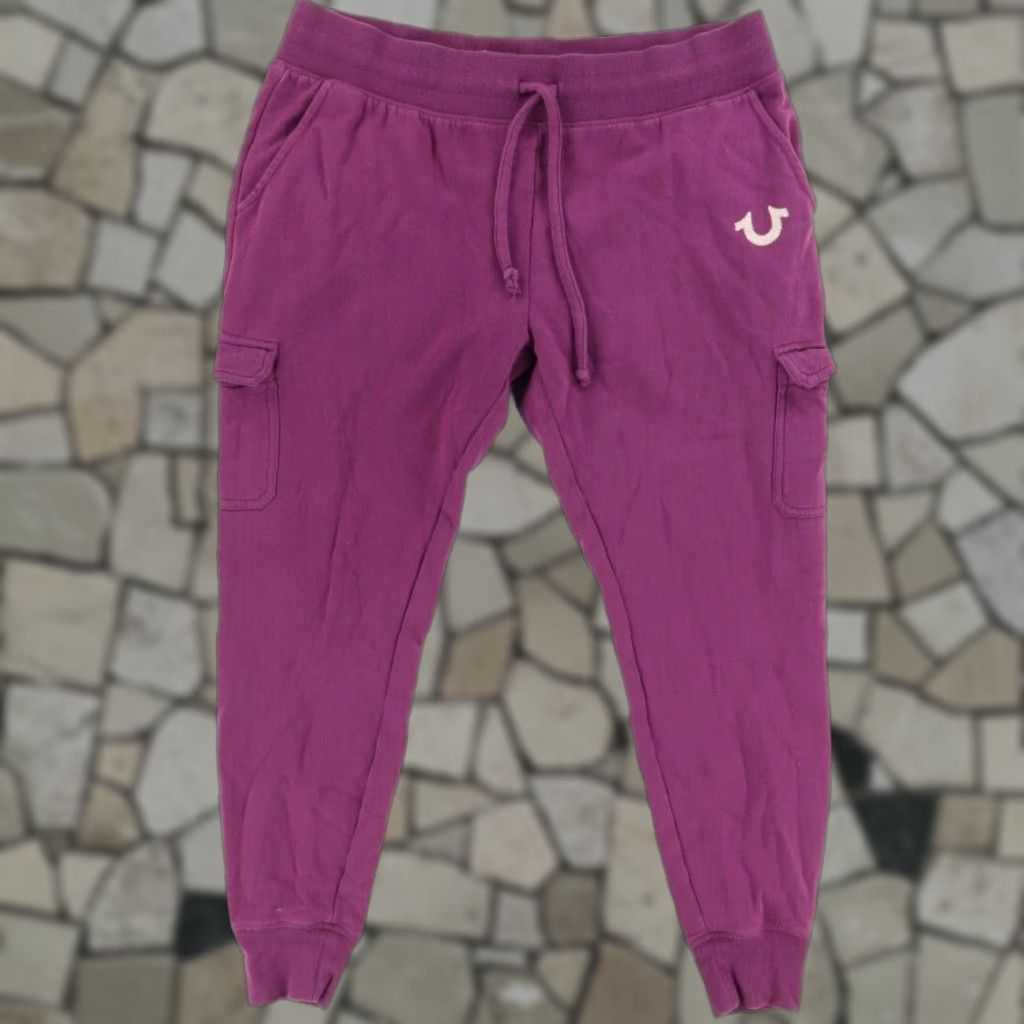 True Religion True Religion Crystal Horseshoe Jogger Cargo Pants Magenta Women's XL Size 40" / US 18 - 1 Thumbnail