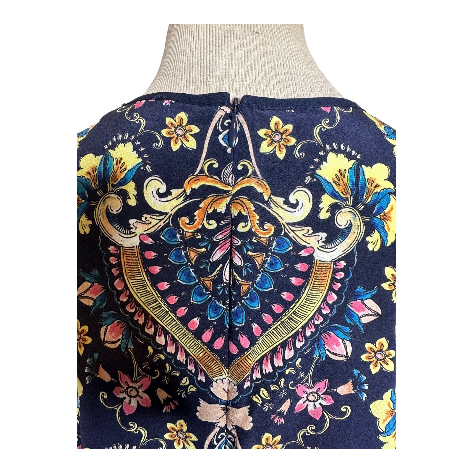 Anthropologie Kachel navy blue floral silk sleeveless mini dress size 12 Size XL / US 12-14 / IT 48-50 - 6 Thumbnail