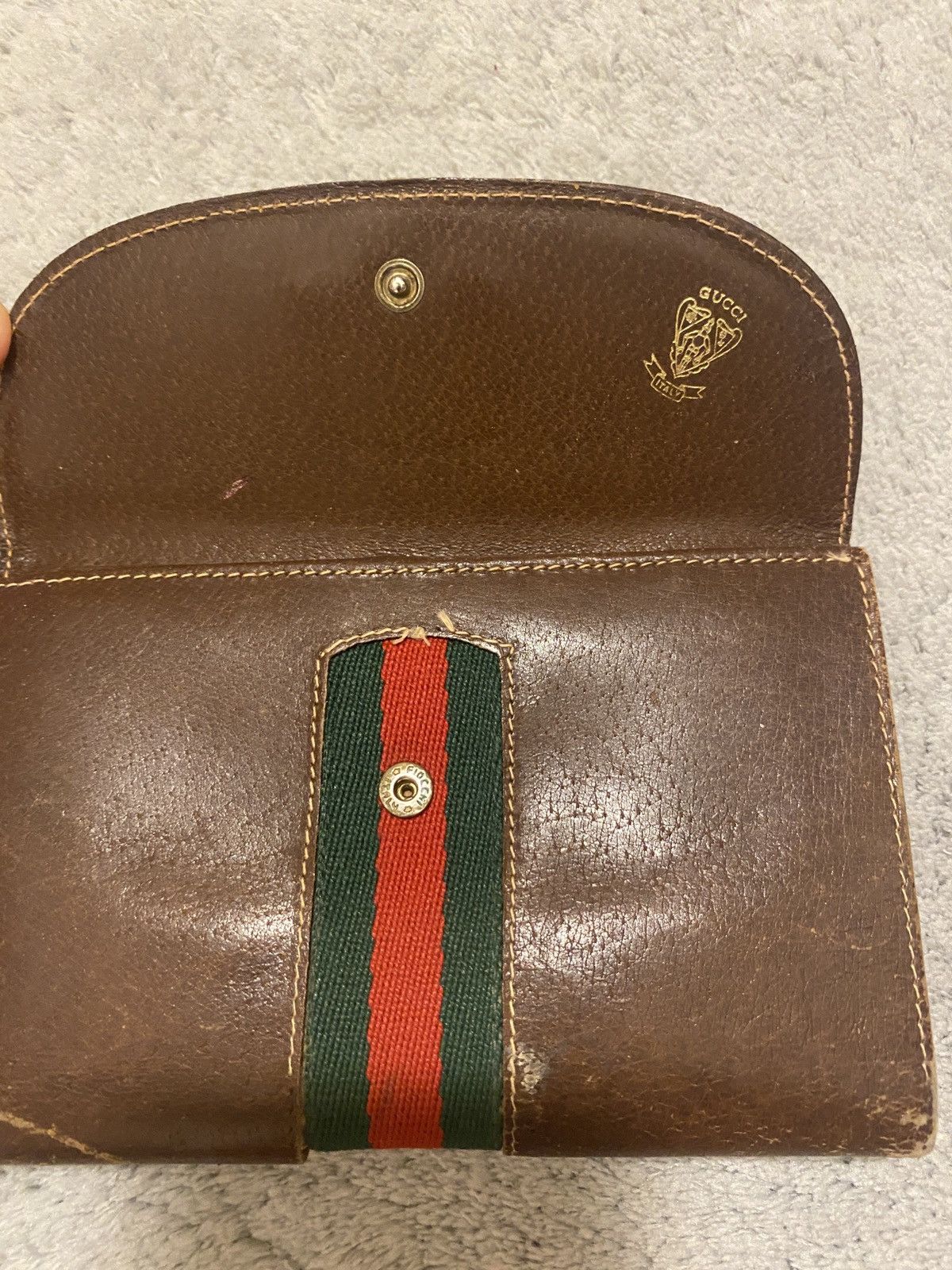Gucci Gucci Brown Leather Vintage Wallet/Coin Purse-Large Size 30 - 7 Thumbnail