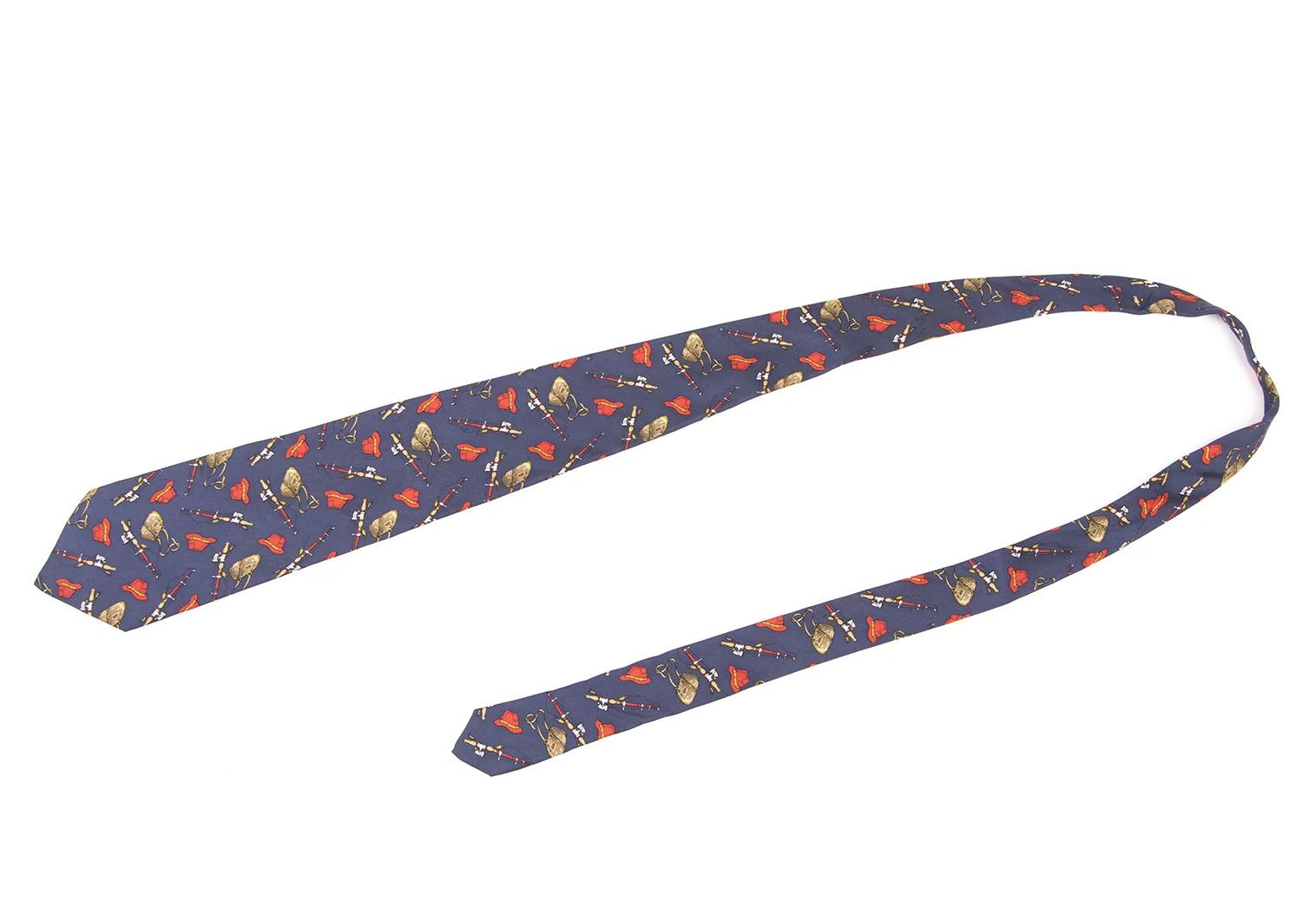 Fendi Fishing Print Silk Tie in Navy and Red Size ONE SIZE - 2 Thumbnail