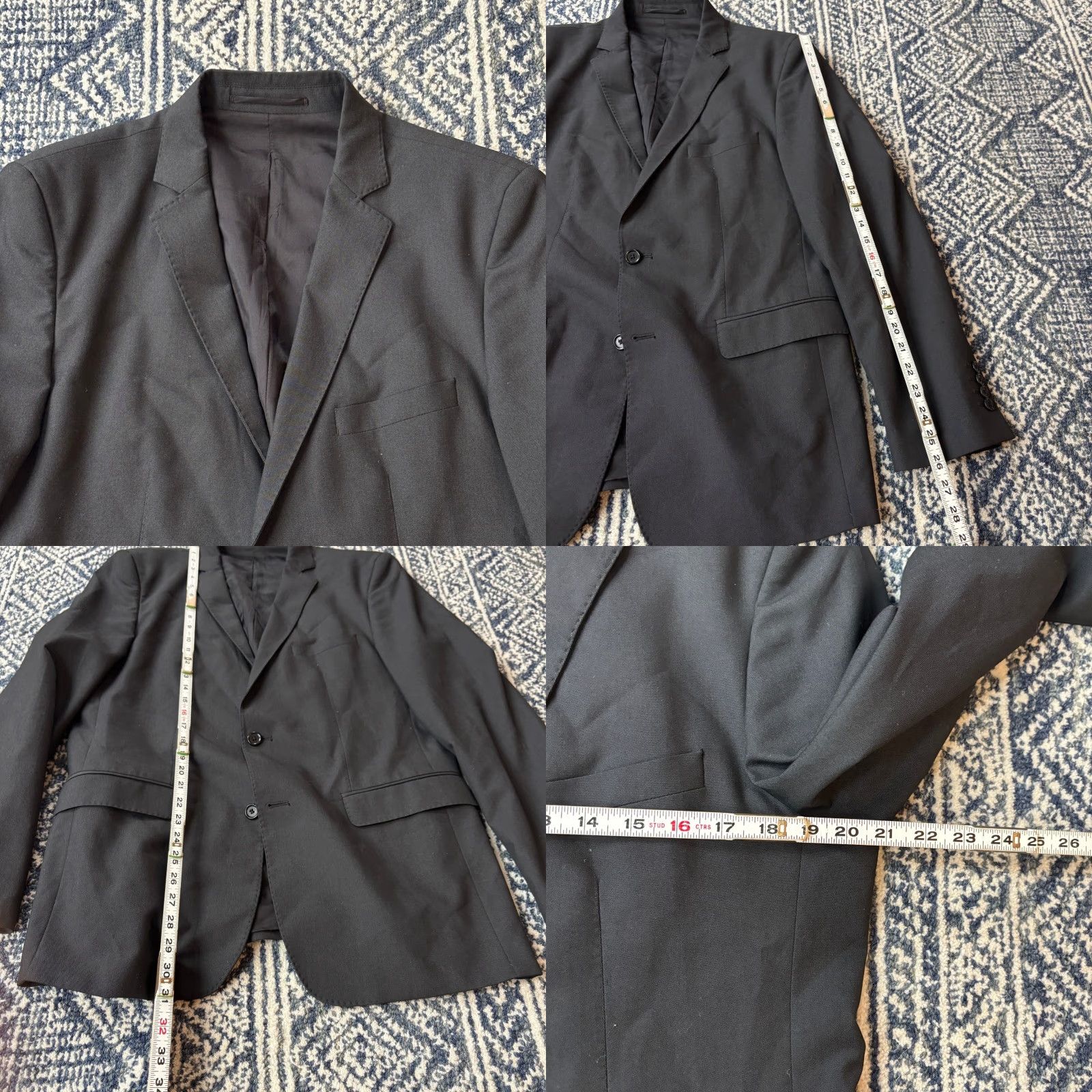 Zara Zara Man Basic Black Blazer Suit Jacket Mens Size 44 EU 54 Regular 2 Piece Notch Lapel Two-Button Double-Vented Black Blazer Jacket Mens Size 44R - 8 Thumbnail