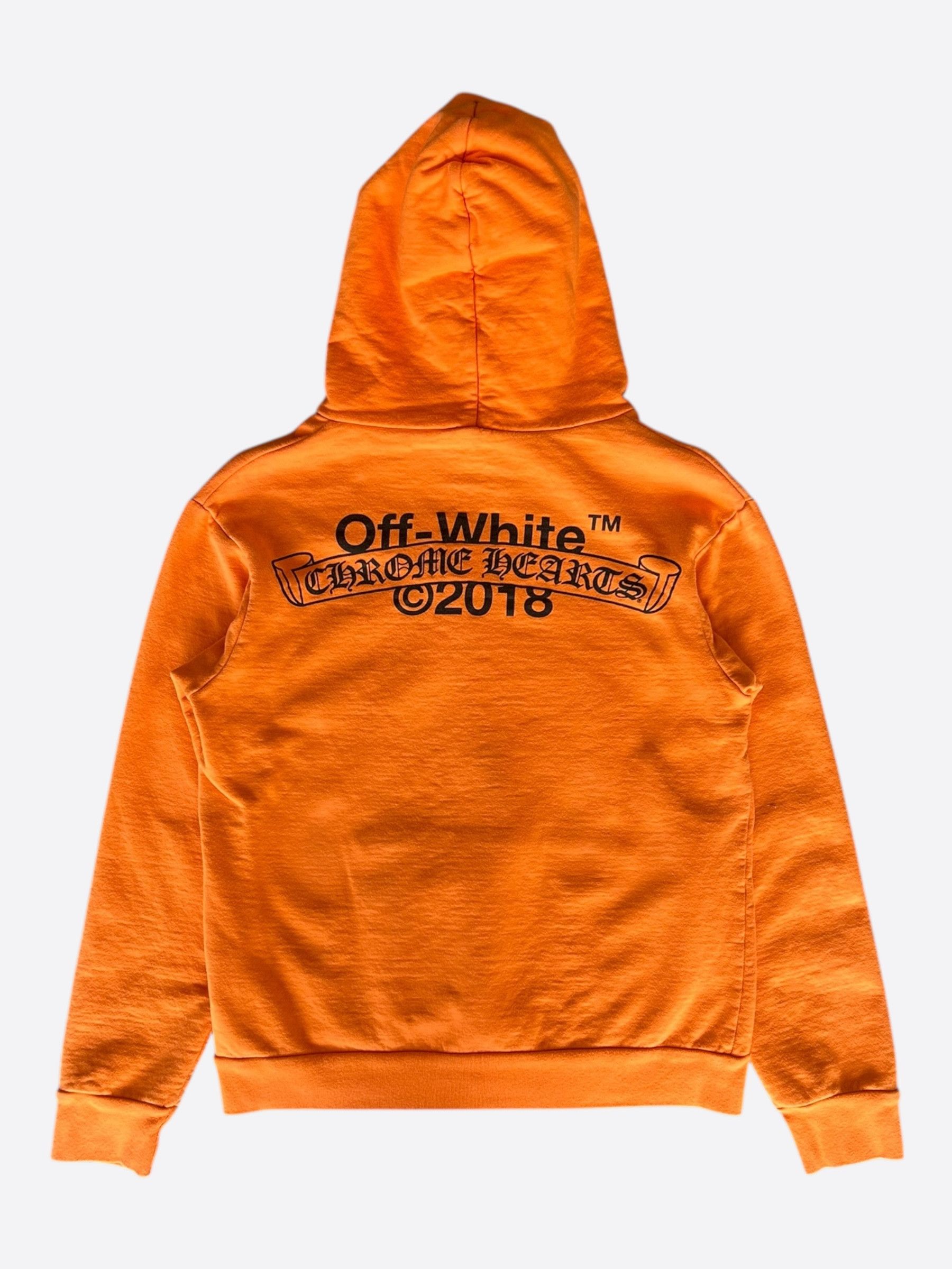 Chrome Hearts Chrome Hearts Off-White Orange & Black Scroll Logo Hoodie Size US M / EU 48-50 / 2 - 2 Thumbnail