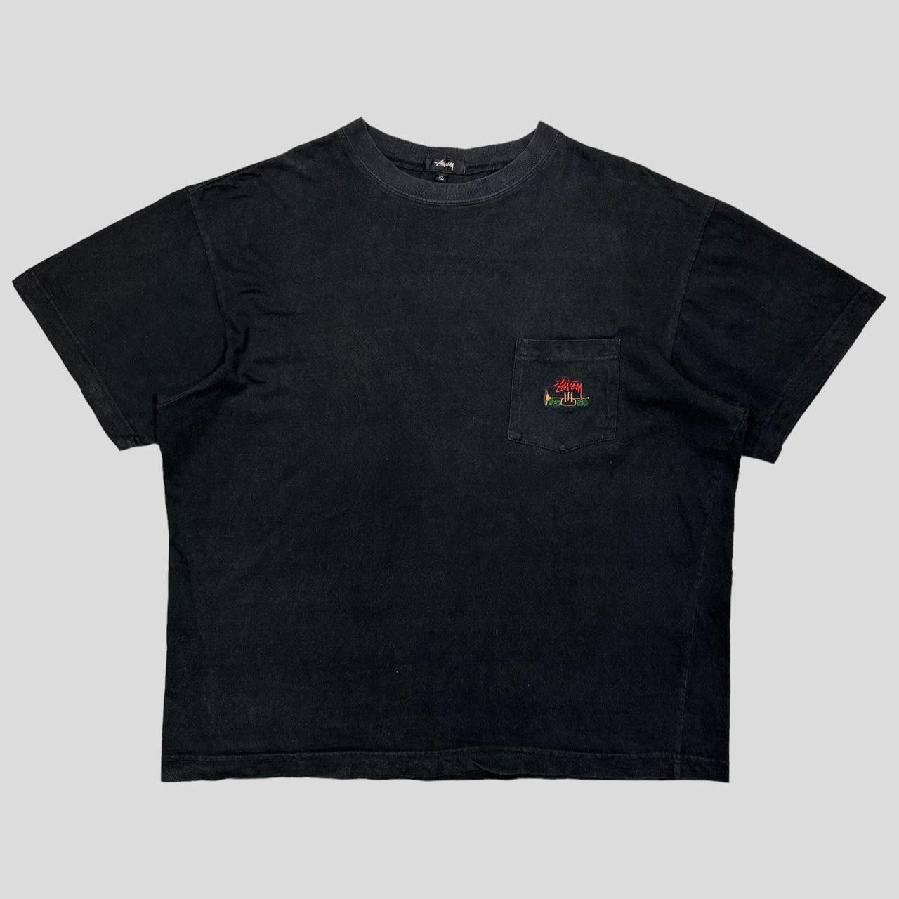 image of Stussy 80’S Groove Heavy Cotton Pocket T-Shirt - Xl/xxl in Black, Men's