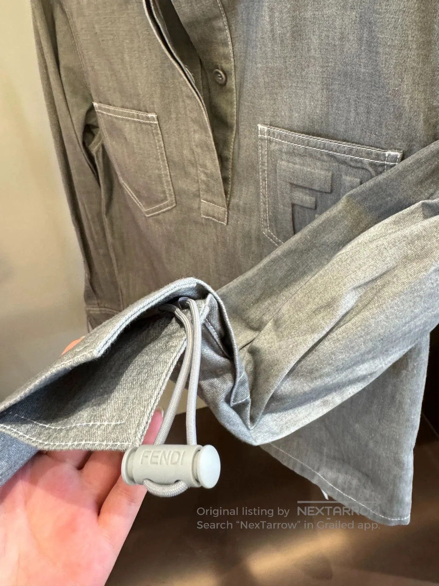 Fendi Fendi Gray Logo Denim Workwear Set. Size US 36 / EU 52 - 3 Thumbnail