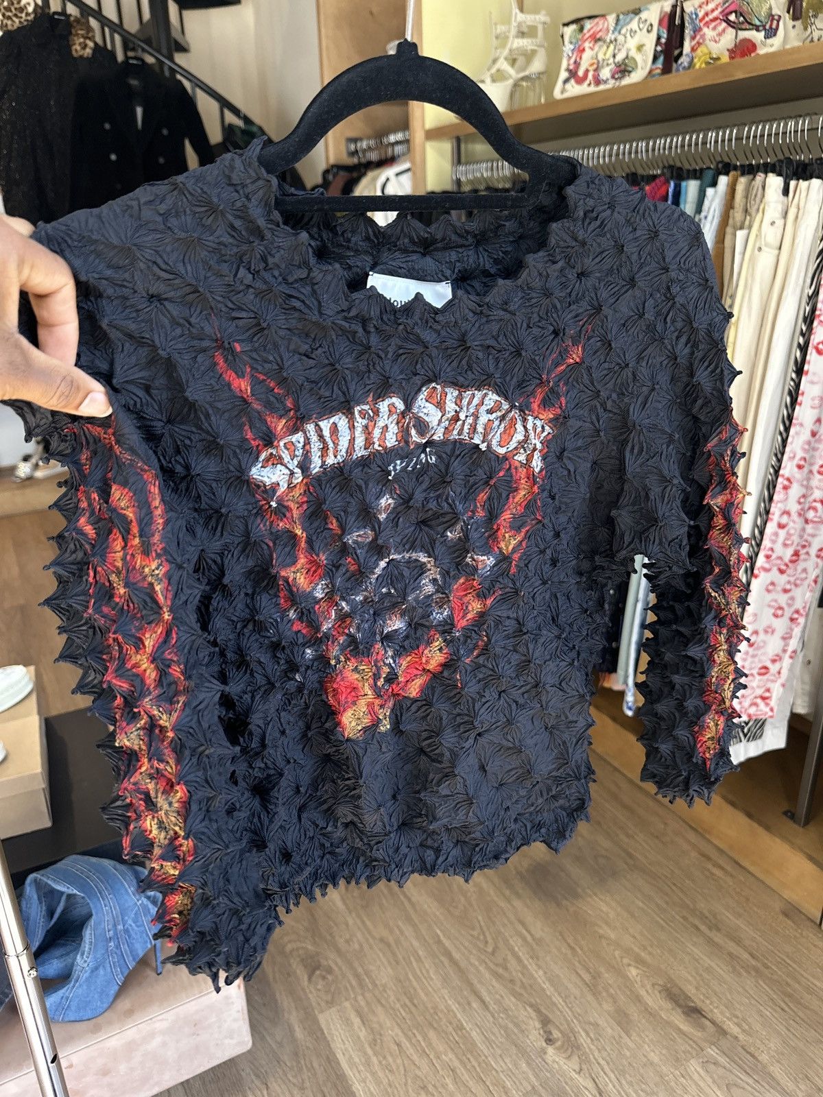 Doublet 17/23 RARE spider shibori pleated spiked stretch top Size US XS / EU 42 / 0 - 3 Thumbnail