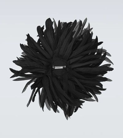 Saint Laurent Paris o1s1wg110824 Size: OS / 656754 Dahlia Brooch Silk in Black Size ONE SIZE - 2 Thumbnail