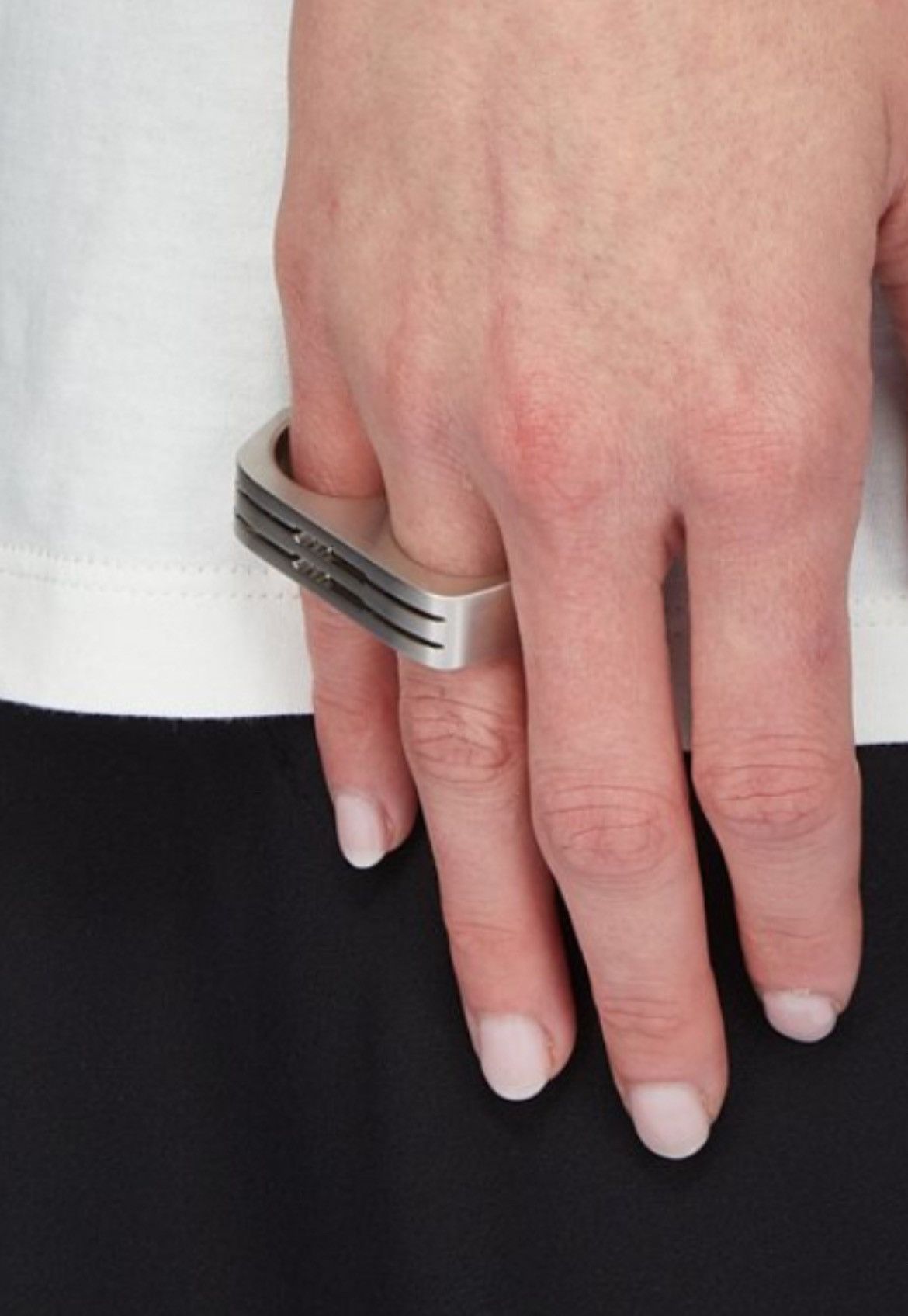Rick Owens Silver Double Grill Ring