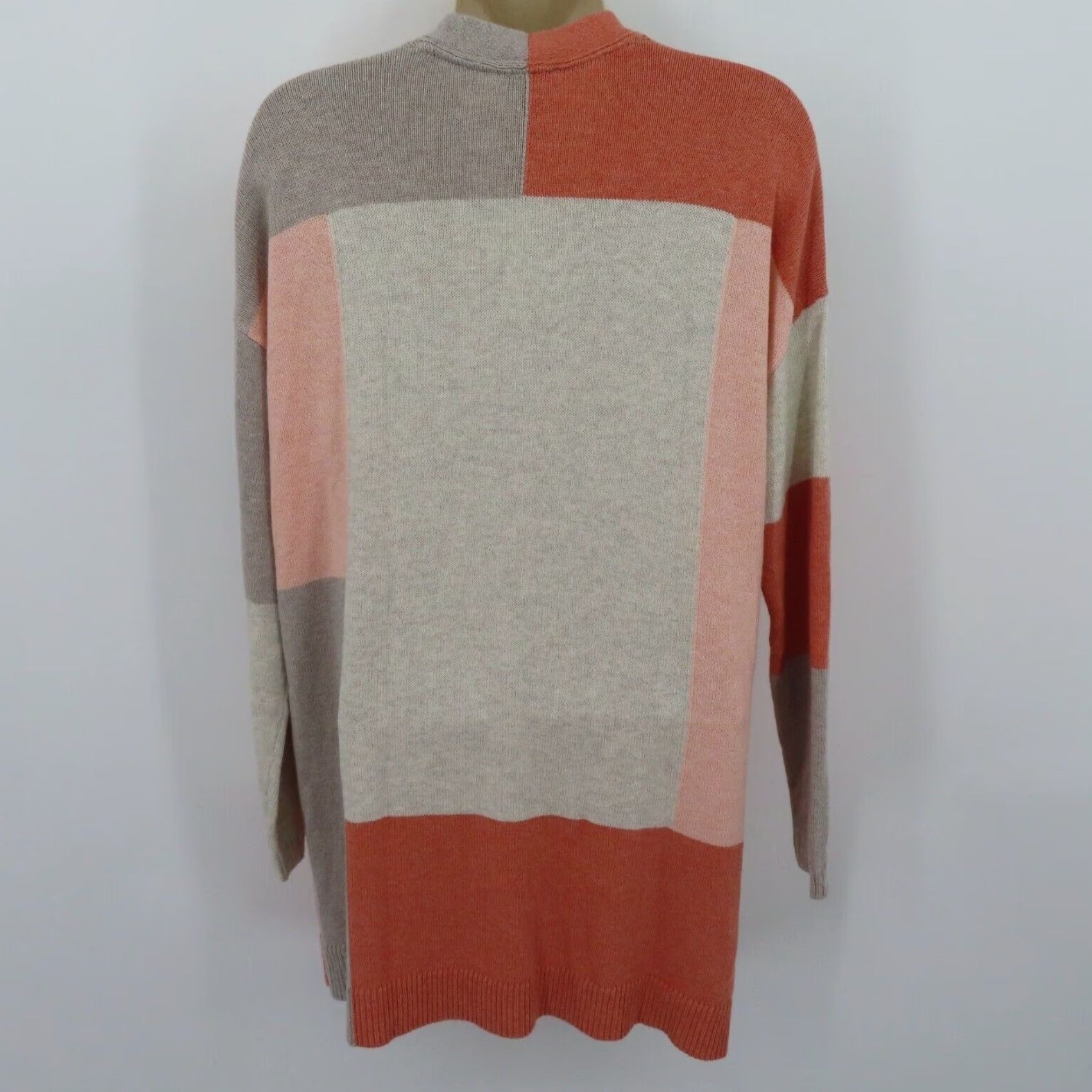 J. Jill J Jill Cardigan Sweater Petite Small PS SP Colorblock Orange Beige PureJill Size S / US 4 / IT 40 - 5 Thumbnail