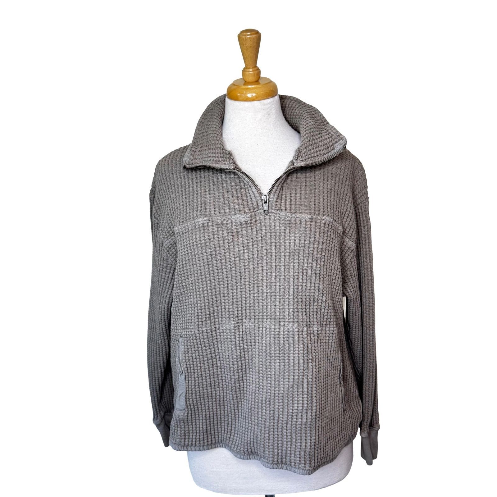MATE the Label MATE THE LABEL Organic Waffle Long Sleeve Quarter Zip Brick Size M / US 6-8 / IT 42-44 - 1 Thumbnail