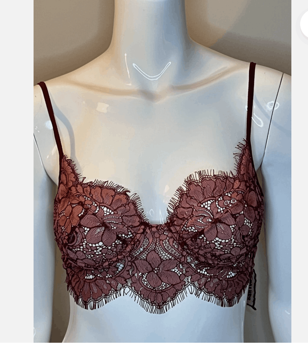 For Love & Lemons FOR LOVE AND LEMONS Loucette Lace Burgundy Red Underwire Bra Size ONE SIZE - 1 Thumbnail