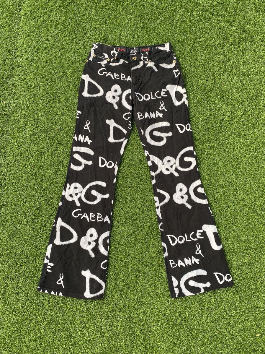 Dolce & Gabbana DOLCE & GABBANA BOOT CUT JEANS ALL OVER LOGO PRINT Size 27" / US 4 / IT 40 - 8 Thumbnail