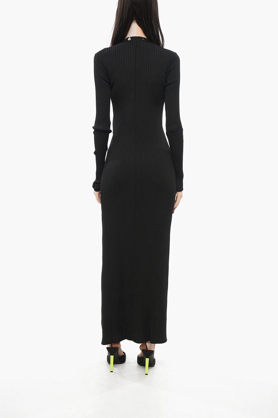 The Attico og1mm0426 Ribbed Cardigan Dress in Black Size S / US 4 / IT 40 - 2 Thumbnail