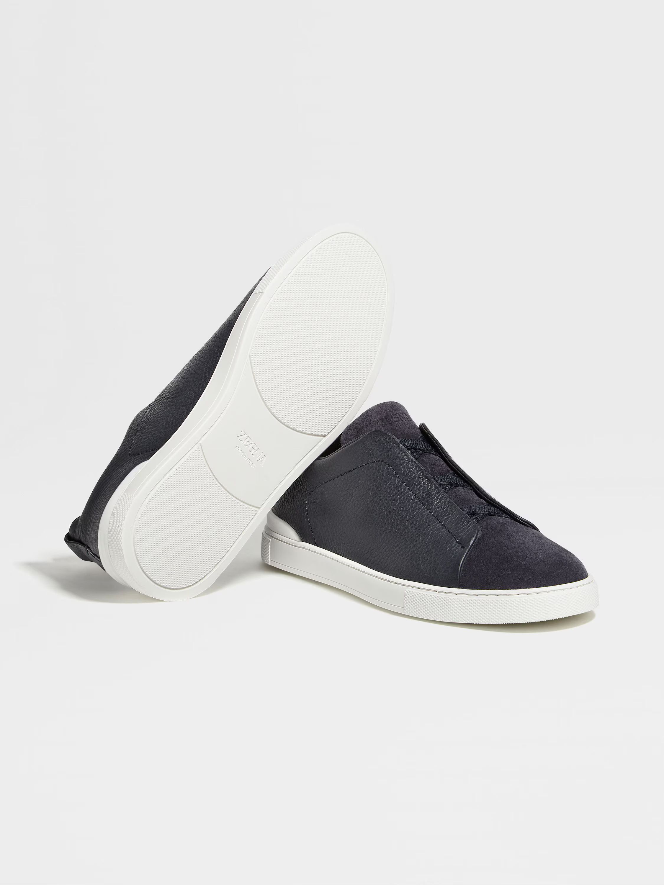 Ermenegildo Zegna o1s1rm0325 RLHRHS Triple Stitch™ Pelle e Suede Sneakers Navy Size US 10 / EU 43 - 5 Thumbnail