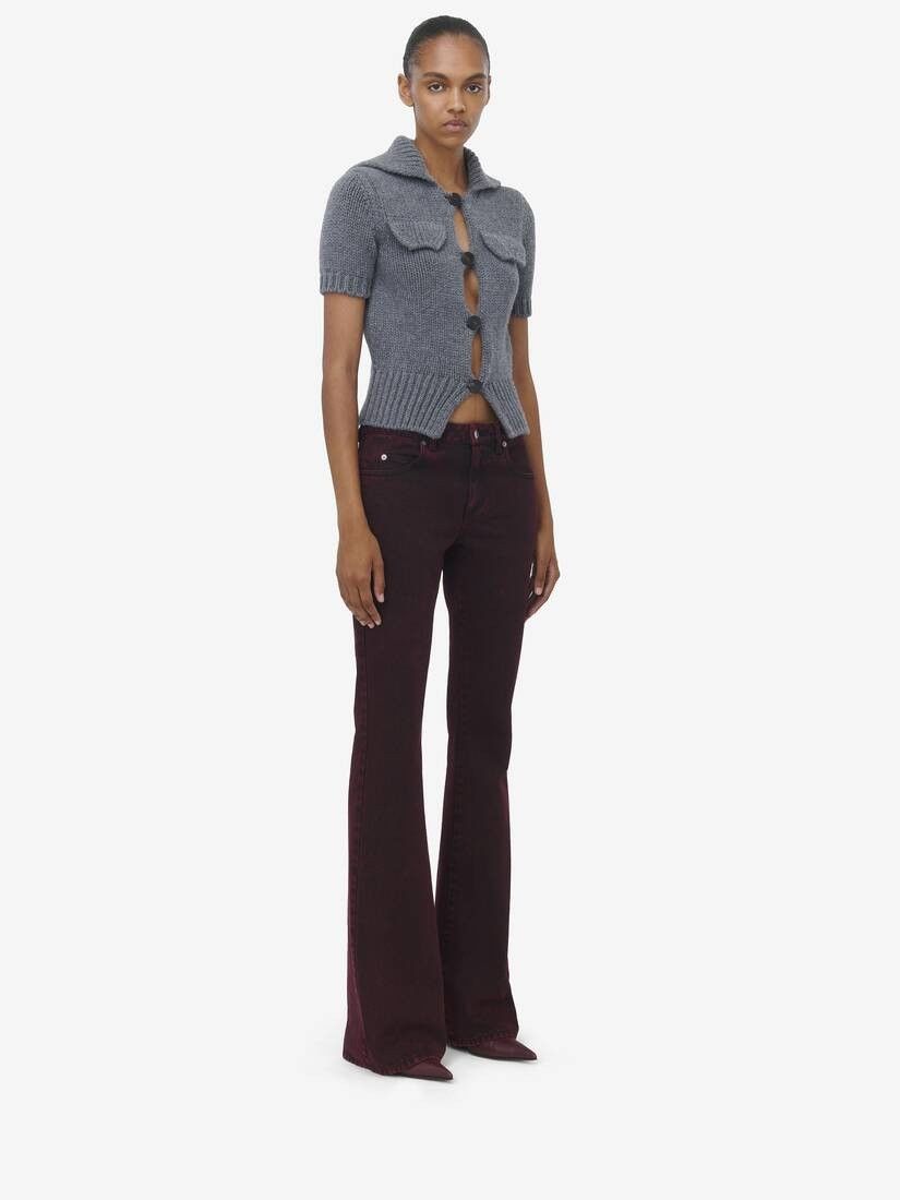 Alexander McQueen o1srvl11e0226 Overdyed Bootcut Jeans In Bordeaux Size 26" / US 2 / IT 38 - 4 Thumbnail