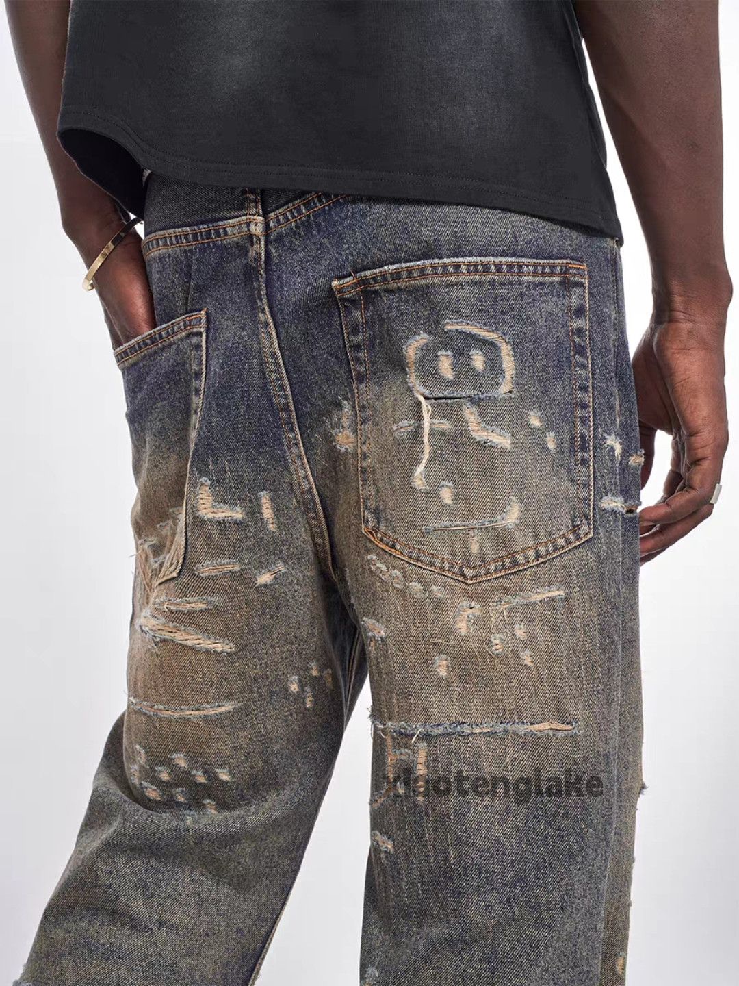Vintage Washed faded utility punk yuppie ripped damaged jeans Size US 34 / EU 50 - 5 Thumbnail