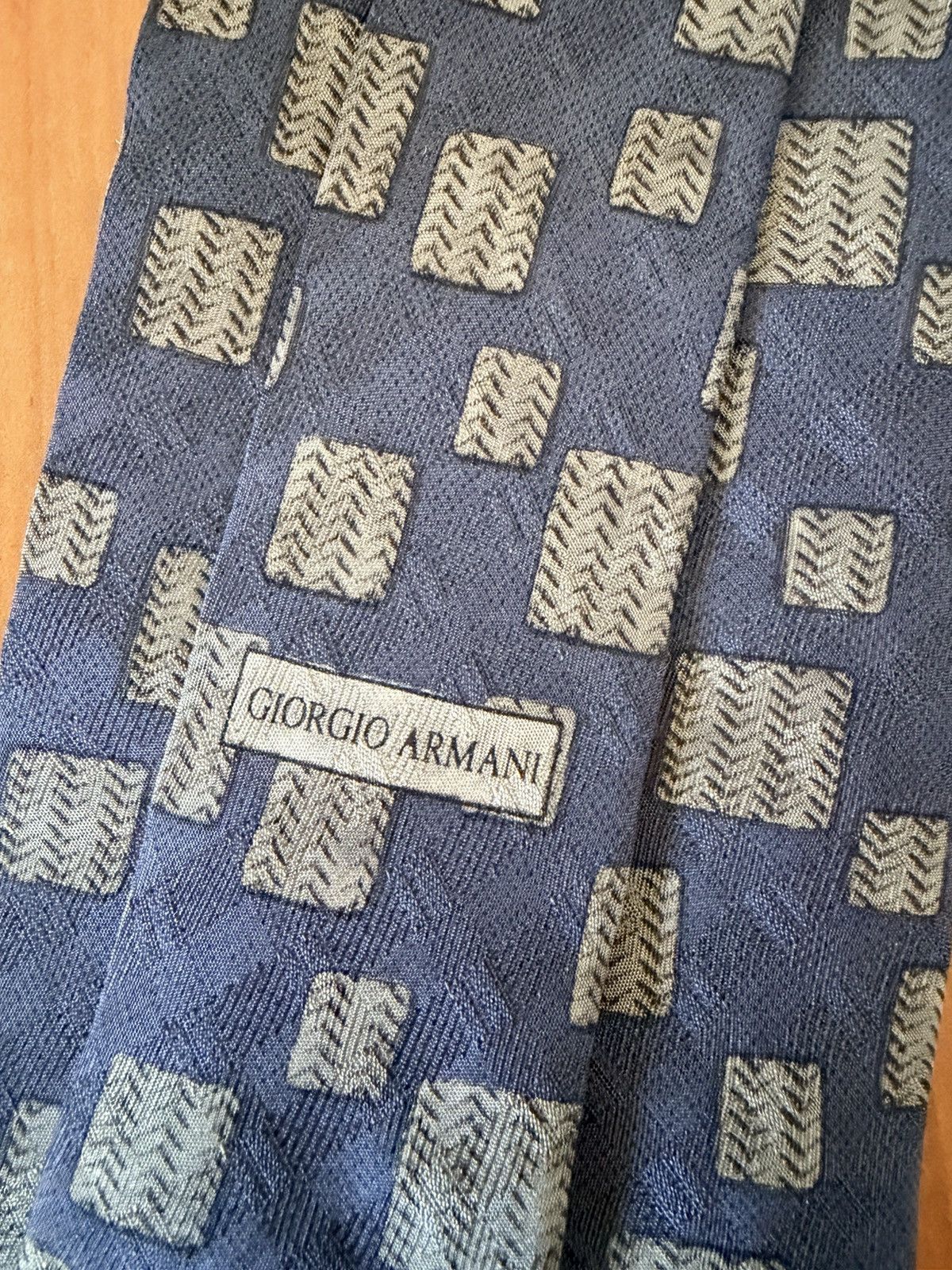 Giorgio Armani Giorgio Armani Cravatte Silk Tie Blue Geometric Squares Size ONE SIZE - 8 Thumbnail