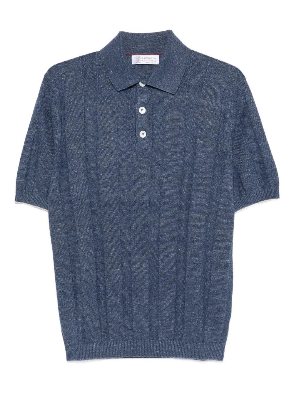 Brunello Cucinelli Linen And Cotton Wide Rib Knit Polo Size US L / EU 52-54 / 3 - 1 Thumbnail