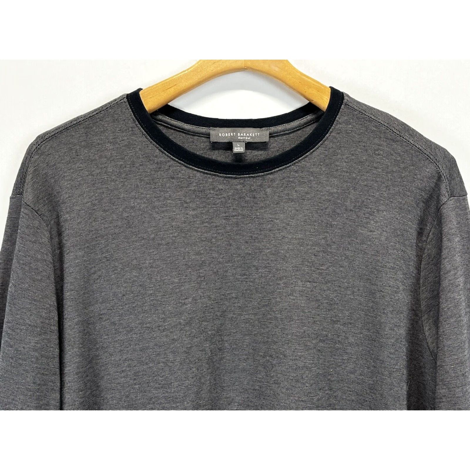 Vintage Robert Barakett Men's Long Sleeve Striped Casual T-Shirt Large Gray Black Size US L / EU 52-54 / 3 - 3 Thumbnail