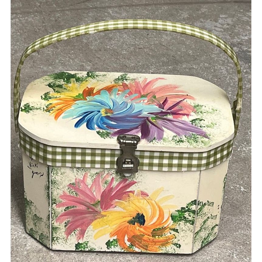 Other Vintage Vicki Jean wood purse Box Hand Painted Flowers Signe Size ONE SIZE - 13 Thumbnail